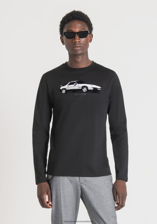 Regular fit T shirt met lange mouwen van zacht katoen met autoprint Antony Morato Heren zwart kleding 32RLH8210 32RLH8210 Antony Morato Nederland hoogwaardige materialen Antony Morato shirt zorgt ervo...